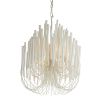 Clustered small chandelier made from white washed wood