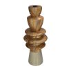 Ornate and organic candle holder with natural wooden finish