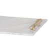 Elegant white marble tray with gold, branch-like handles