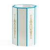 White glossy umbrella stand with blue lining