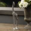 Small giraffe sculpture crafted in a silver finish resin