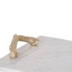 Elegant white marble tray with gold, branch-like handles