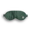 Sumptuous green silk eye mask with ivory piping