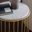 Brass framework side table with round white marble top