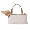 Soft reversible bag with a toy sausage dog