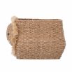 Rattan-like storage basket with lion face on front