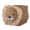 Rattan-like storage basket with lion face on front