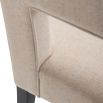 Beige dining chair with square cut out shape in backrest and luxurious linen upholstery