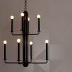 elegant candelabra style black chandelier with small orb lights