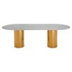Brass cylinder base dining table with white marble top