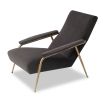 Contemporary lounge chair with velvet upholstery and brushed gold frame