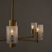 Brass ceiling light with six textured glass shades