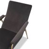 Contemporary lounge chair with velvet upholstery and brushed gold frame