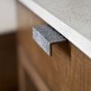 wooden bedside table with concrete style surface