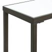 Sleek black metal console table with glass top