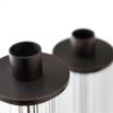 Textured glass candle holders with black metal accents