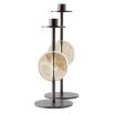 Metal candle holders with round smoked glass element