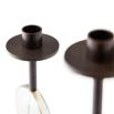 Metal candle holders with round smoked glass element