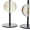 Metal candle holders with round smoked glass element