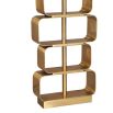 Table lamp with stacked brass shapes stem and rectangular black shade