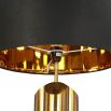 Three brass cylinder table lamp with round shade