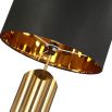 Three brass cylinder table lamp with round shade