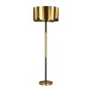 Black steel floor lamp with brass accents and shade