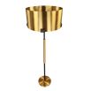 Black steel floor lamp with brass accents and shade