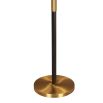 Black steel floor lamp with brass accents and shade