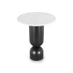 Set of 2 black sculptural side tables with marble top