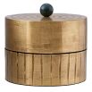 Lidded trinket box with round handle and brass finish