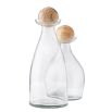 Curvaceous glass decanter with brown marble sphere caps