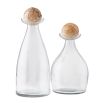 Curvaceous glass decanter with brown marble sphere caps