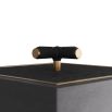 Black wooden box with brass details and cross handle