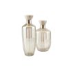 Elegant beige glass decanters with marble stopper