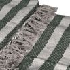 Green stripe throw with fringe details at the bottom