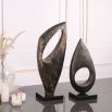 Antique bronze and black marble sculpture in stunning abstract design