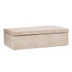 Beige ceramic storage box with corrugated top 