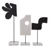 Elegant black and white, playful abstract shaped sculptures