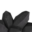 Matte black sculpture resembling crystal forms