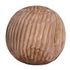 Round wooden sculpture with one black and one light brown