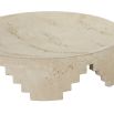 Round, travertine, table centrepiece with Aztec cut-outs