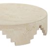 Round, travertine, table centrepiece with Aztec cut-outs