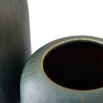 Set of 3 dark green vases with drip glaze detail