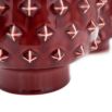 Set of two red vases with geometric spike details