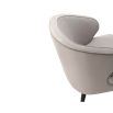 Velvet beige armchair boasting beautiful curves, tapered wenge wood legs and nail head trim accent