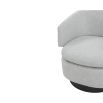 Curved back swivel armchair upholstered in grey and black base