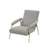 Cosmopolitan grey lounge chair with brass legs