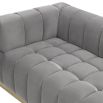 A stylish deep buttoned sofa with a gorgeous grey velvet upholstery and brushed brass base