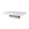 coffee table with unique concrete design and sleek white finish